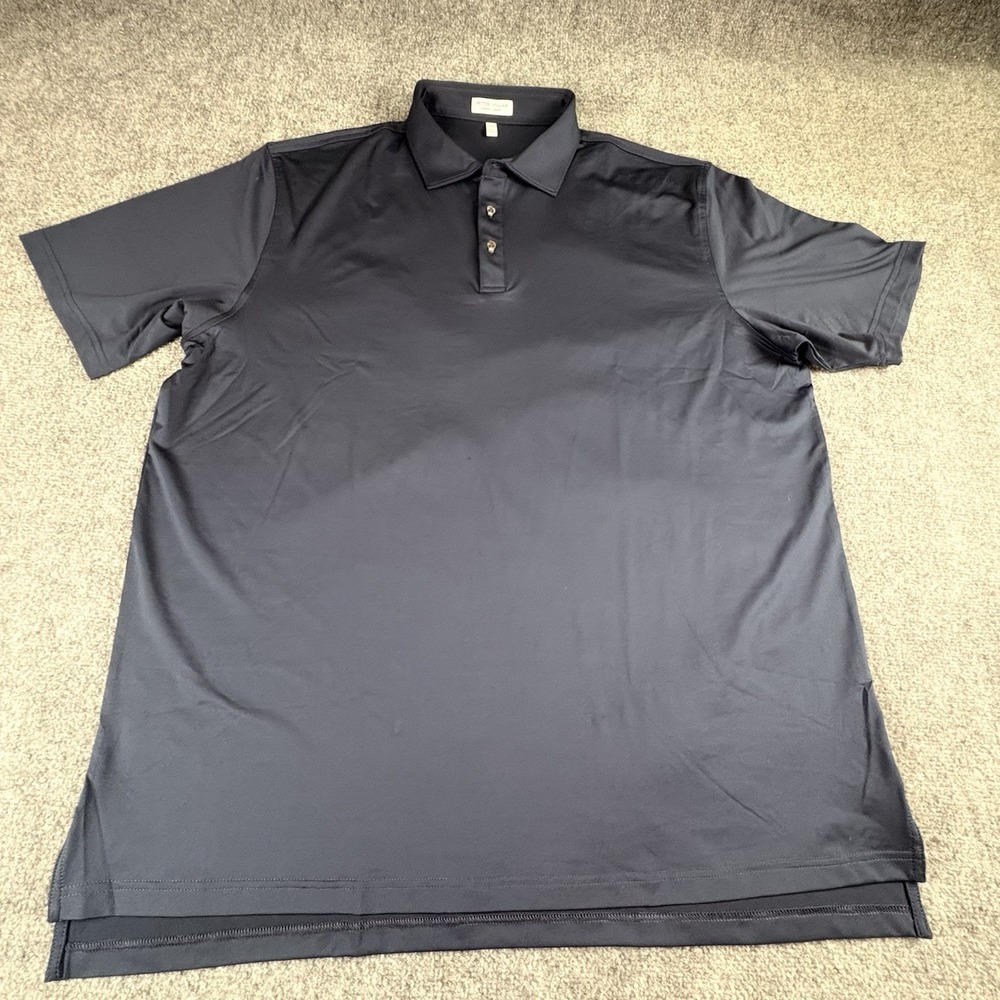 Peter Millar Summer Comfort Polo Shirt Men's XXL Navy Skull Buttons Golf Preppy